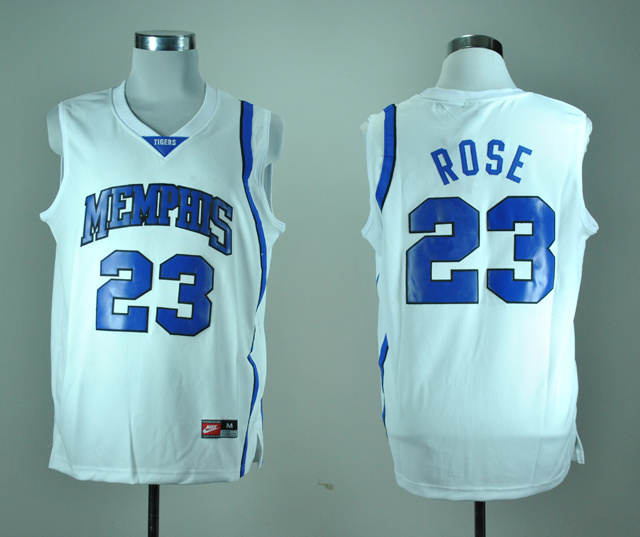 NCAA Memphis Tigers 23 Derrick Rose White College Basketball Jersey